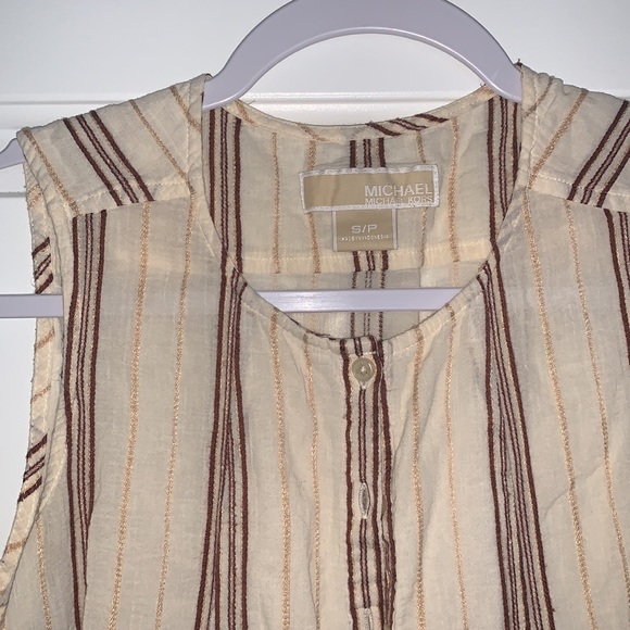 Michael Kors Striped Button Down Tank Top - Picture 2 of 3